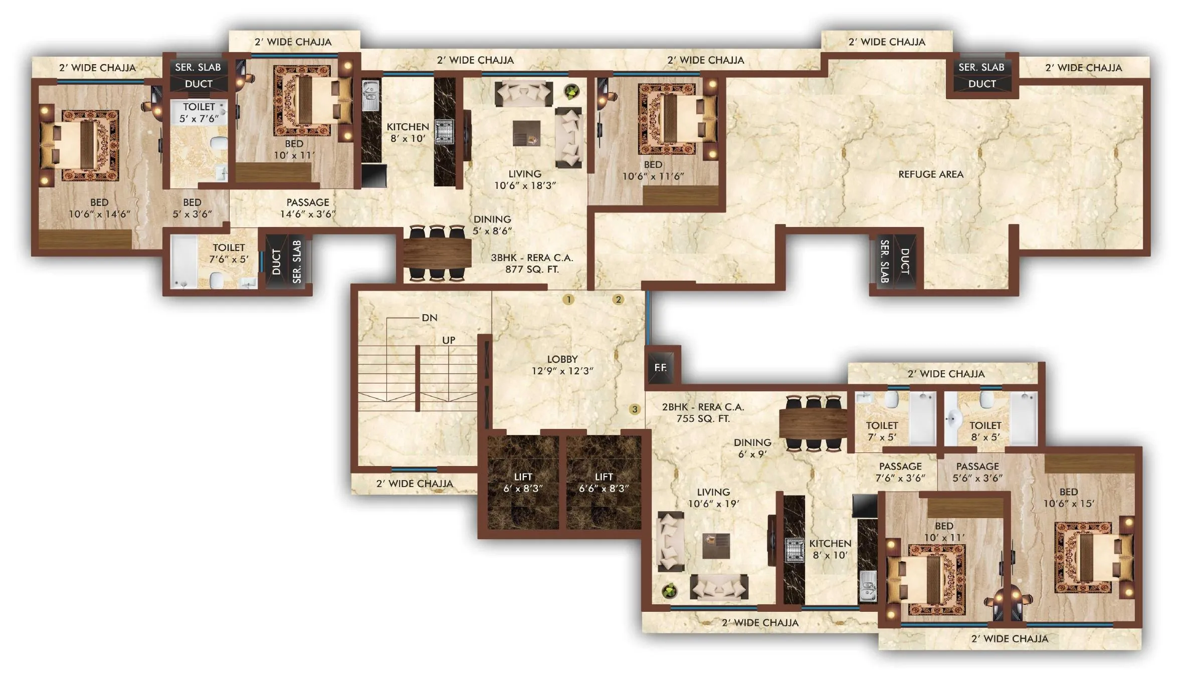 Runwal Woods Chembur 3 BHK Floor Plan